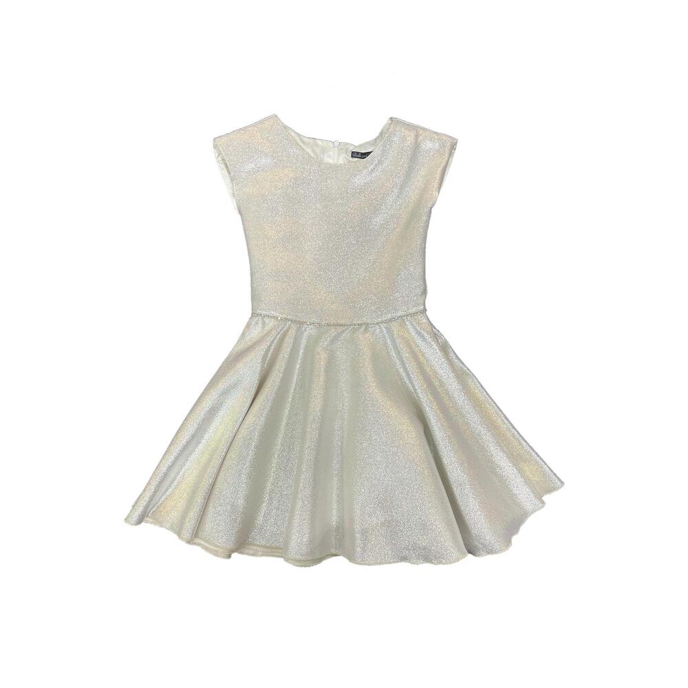 NEW DOLLS & DIVAS COUTURE girls' platinum jacquard cap sleeve skater dress in pl